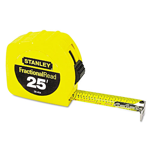 Stanley Bostitch Tape Rule, 1" x 25ft, Steel Blade, Plastic Case, Yellow