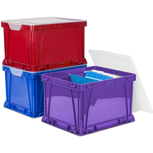 Storex Plastic Storage Cube, 14-1/4" x 17-14" x 10-1/2", 3/ST, Ast
