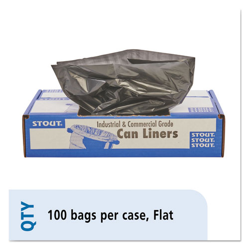 Stout Total Recycled Content Plastic Trash Bags, 45 gal, 1.5 mil, 40" x 48", Brown/Black, 100/Carton