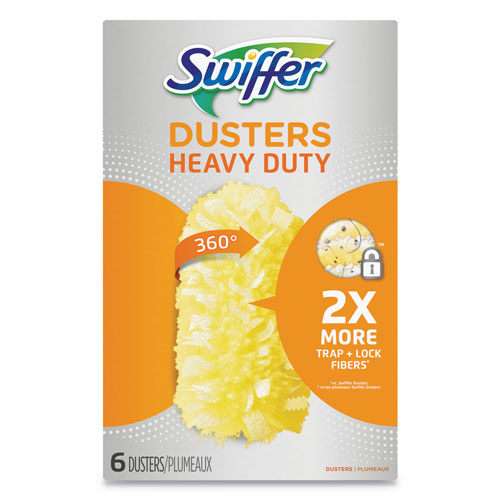 Swiffer Dusters Heavy Duty, Dust Lock Fiber, Yellow, Unscented, 6 Refills