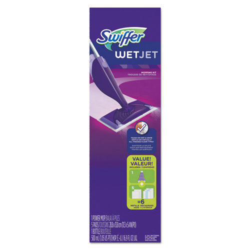 Swiffer WetJet Mopping System, 46" Handle, Silver/Purple, 1 Per Box