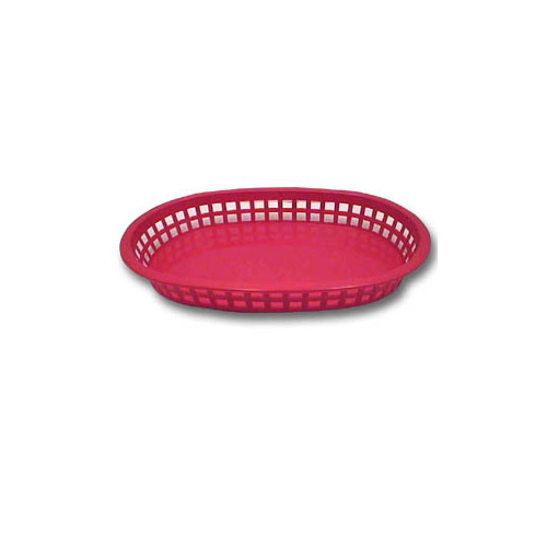 Tablecraft Plastic Oval Basket, 10 1/2"x7", Red
