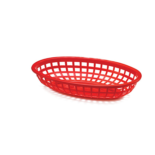 Tablecraft Plastic Oval Basket, 9"x6", Red
