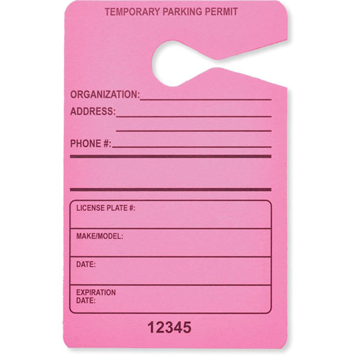 Tatco Parking Permit, Temporary, 3-1/2"Wx5-1/2"H, 50/Pk, Flpk