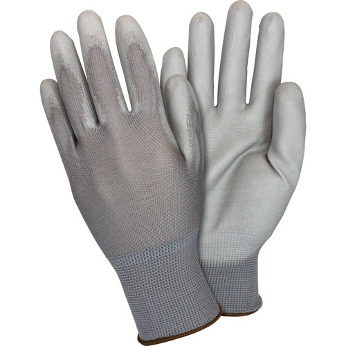 The Safety Zone Nylon Knit Gloves, PU-coated, Large, 12 Pairs/DZ, Gray