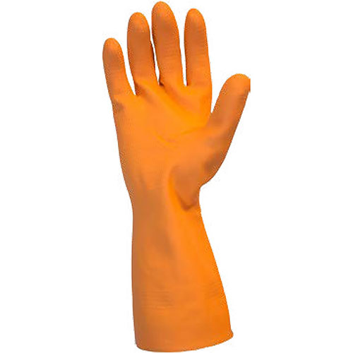 The Safety Zone Orange Neoprene Latex Blend Flock Lined Latex Gloves - Chemical Protection - Small Size - Orange