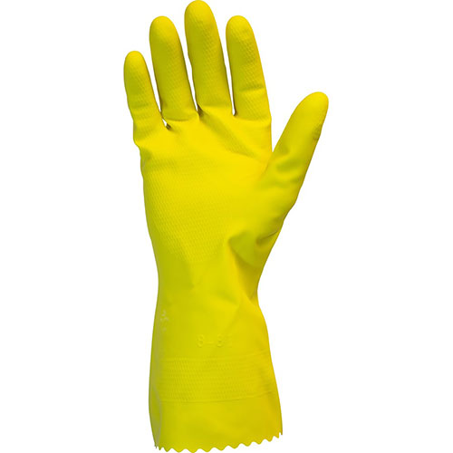 The Safety Zone Yellow Flock Lined Latex Gloves - Chemical Protection - Large Size - Yellow