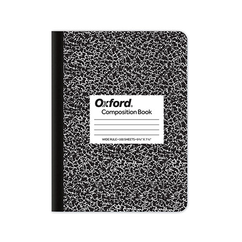 TOPS Composition Book, Wide/Legal Rule, Black Marble Cover, 9.75 x 7.5, 100 Sheets