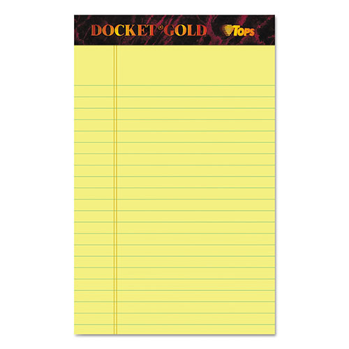 TOPS Docket Gold Ruled Perforated Pads, Narrow Rule, 50 Canary-Yellow 5 x 8 Sheets, 12/Pack