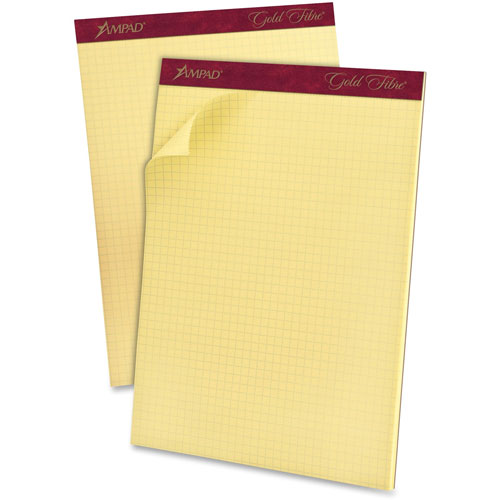 TOPS Quadrille Pads, 15lb, 4 Sq/Inch, 70/Sheets, 8-1/2" x 11", Canary