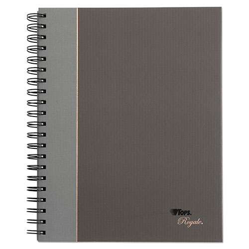 TOPS Royale Wirebound Business Notebooks, 1 Subject, Medium/College Rule, Black/Gray Cover, 8.25 x 5.88, 96 Sheets