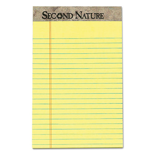 TOPS Second Nature Recycled Ruled Pads, Narrow Rule, 50 Canary-Yellow 5 x 8 Sheets, Dozen