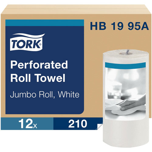 Tork Perforated Roll Towels - 2 Ply - 5.50" x 157.50 ft - 210 Sheets/Roll - White - Perforated, Soft, Absorbent, Long Lasting - 12 / Carton