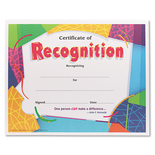 Trend Enterprises Certificate of Recognition Awards, 8-1/2 x 11, 30/Pack