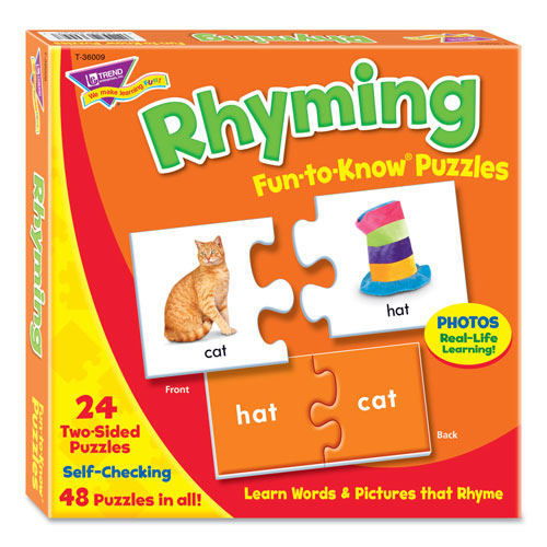 Trend Enterprises Fun to Know Puzzles, Ages 3 to 9, 24 2-Sided Puzzles