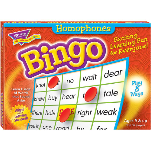 Trend Enterprises Homonyms Bingo Game, 3-36 Players, 36 Cards/Mats