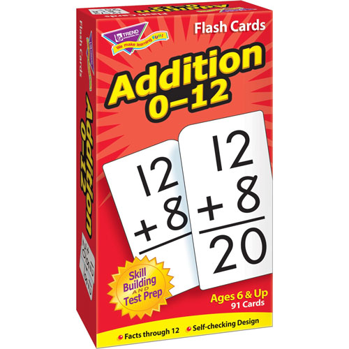 Trend Enterprises Math Flash Cards, Addition, 0 To 12, 3"x5-7/8"