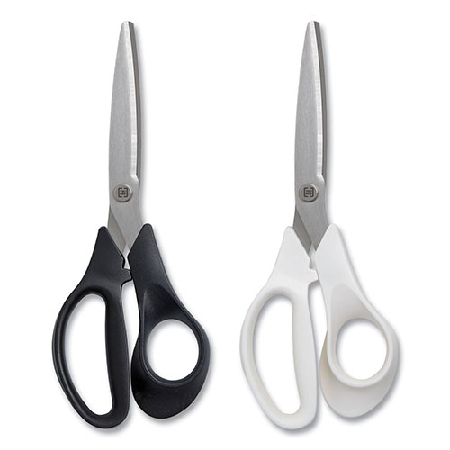 TRU RED™ Stainless Steel Scissors, 8" Long, 3.58" Cut Length, Assorted Straight Handles, 2/Pack