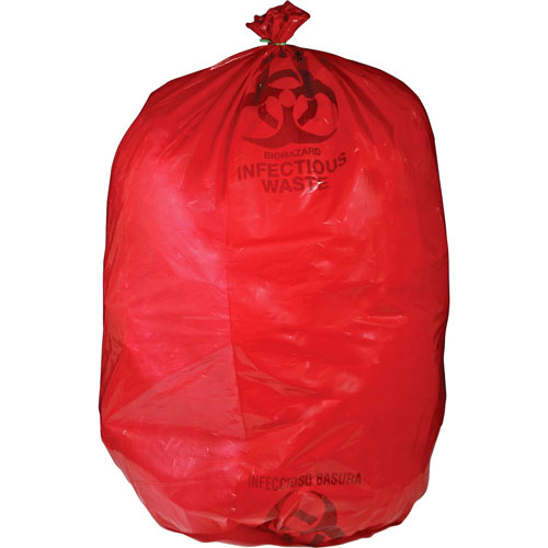 Unimed-Midwest Biohazard Waste Bag, 30-33 Gallon, 31" x 43", 50/BX, Red