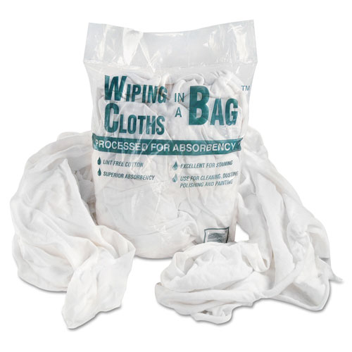 United Facility Supply Bag-A-Rags Reusable Wiping Cloths, Cotton, White, 1lb Pack