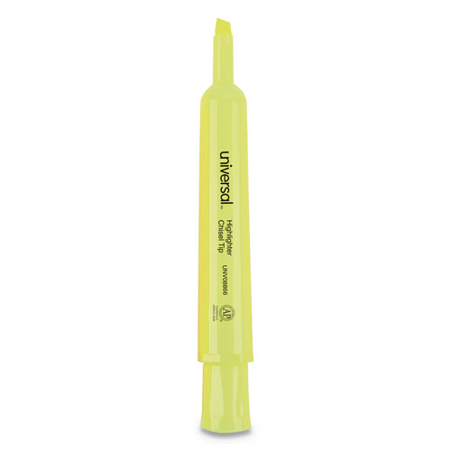 Universal Desk Highlighter Value Pack, Fluorescent Yellow Ink, Chisel Tip, Yellow Barrel, 36/Pack