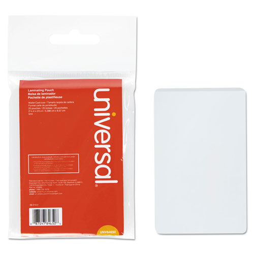Universal Laminating Pouches, 5 mil, 2.13" x 3.38", Gloss Clear, 25/Pack