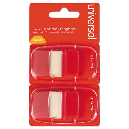 Universal Page Flags, Red, 50 Flags/Dispenser, 2 Dispensers/Pack