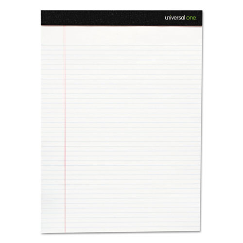 Universal Premium Ruled Writing Pads with Heavy-Duty Back, Wide/Legal Rule, Black Headband, 50 White 8.5 x 11 Sheets, 12/Pack
