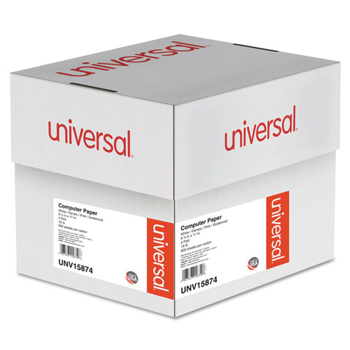 Universal Printout Paper, 4-Part, 15 lb Bond Weight, 9.5 x 11, White/Canary/Pink/Buff, 900/Carton