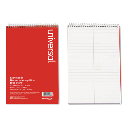Universal Steno Pads, Gregg Rule, Red Cover, 80 White 6 x 9 Sheets