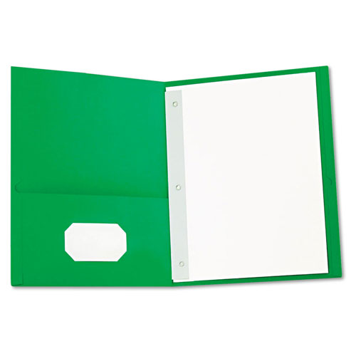 Universal Two-Pocket Portfolios with Tang Fasteners, 0.5" Capacity, 11 x 8.5, Green, 25/Box