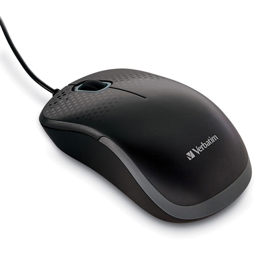Verbatim Optical Mouse w/71" Cable, Silent Tech, USB, Corded
