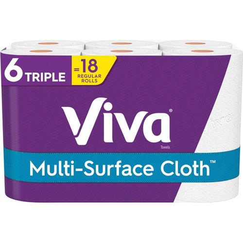 VIVA® Choose-A-Sheet Paper Towels - 1 Ply - 165 Sheets/Roll - White - Strong, Soft, Textured, Perforated, Absorbent - For Multi Surface - 6 / Pack