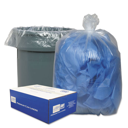 Webster Linear Low-Density Can Liners, 56 gal, 0.9 mil, 43" x 47", Clear, 100/Carton