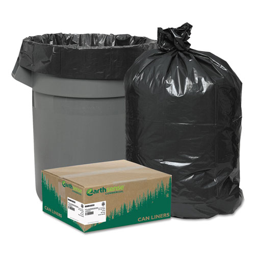 Webster Linear Low Density Recycled Can Liners, 45 gal, 1.25 mil, 40" x 46", Black, 100/Carton
