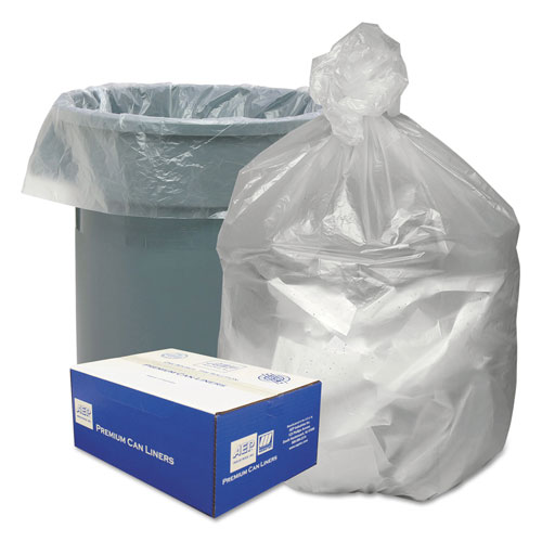 Webster Waste Can Liners, 33 gal, 9 microns, 33" x 39", Natural, 500/Carton