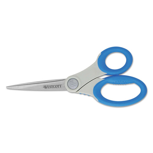 Westcott® Scissors with Antimicrobial Protection, 8" Long, 3.5" Cut Length, Blue Straight Handle