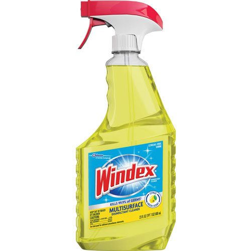 Windex MultiSurface Disinfectant Spray, Ready-To-Use Spray, 23 fl oz (0.7 quart), Fresh Citrus ScentBottle, 8/Carton, Yellow
