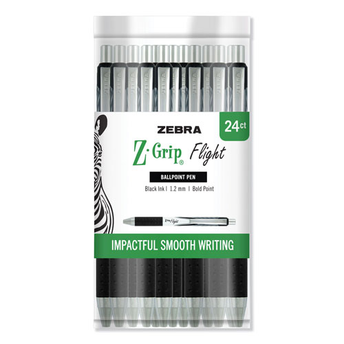 Zebra Pen Z-Grip Flight Retractable Ballpoint Pen, 1.2 mm, Black Ink/Barrel