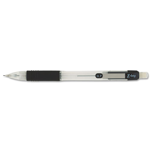 Zebra Pen Z-Grip Mechanical Pencil, 0.7 mm, HB (#2.5), Black Lead, Clear/Black Grip Barrel, Dozen