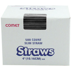 WNA Comet Slim Black Straws, 4"