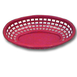 Tablecraft Medium Red Plastic Oval Basket