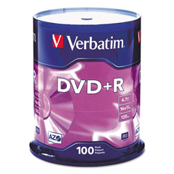 Verbatim 100 x DVD+R - 4.7 GB 16X - Spindle - Storage Media