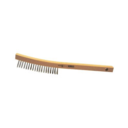 Anchor Hand Scratch Brush, 3 X 19 Rows, Carbon Steel Bristles, Curved Wood Handle