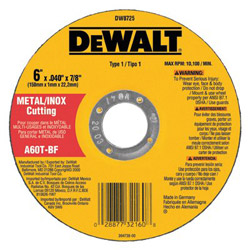 Dewalt Tools 6" x .040" x 7/8" A60t Metalthin Cutoff Wheel Type1