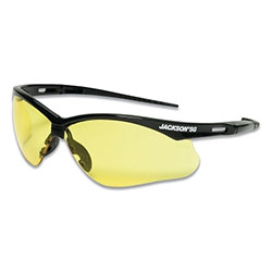 Jackson Safety® SG Series Safety Glasses, Amber, Polycarbonate, Hard Coat Lens, Black