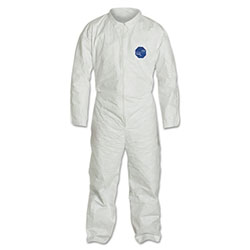 Extensis Tyvek® 400 Coverall, Serged Seams, Collar, Elastic Waist, Open Wrists/Ankles, Front Zipper, Storm Flap, White, Large, VP