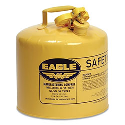 Eagle Type l Safety Can, 5 gal, Yellow, Flame Arrestor, Squeeze Handle