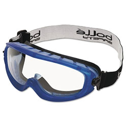 Bolle Atom Safety Goggles, Clear/Blue, Indirect Lower Vents, Cloth Strap