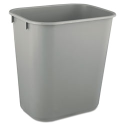 Rubbermaid Deskside Plastic Wastebasket, Rectangular, 3.5 gal, Gray (2955GY)